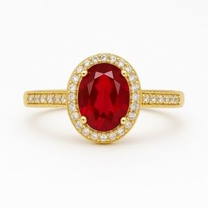 ⚜️ Elegant Gold and Red Gemstone Ring